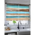 thumbnail image 5 of Abstract Board Sheer Curtains 45 Inch Long 2 Panels, Turquoise Brown Wood Grain Rustic Light Filtering Rod Pocket Semi Sheer Curtains, Sheer Voile Drapes for Living Room Bedroom, 52"x45", 5 of 5