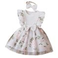 thumbnail image 2 of ITSAME Baby Girls Tutu Dress, Crewneck Cute Bow Flutter Ruffle Summer Fashion Puffy Tulle Princess Dress White 18-24M, 2 of 6