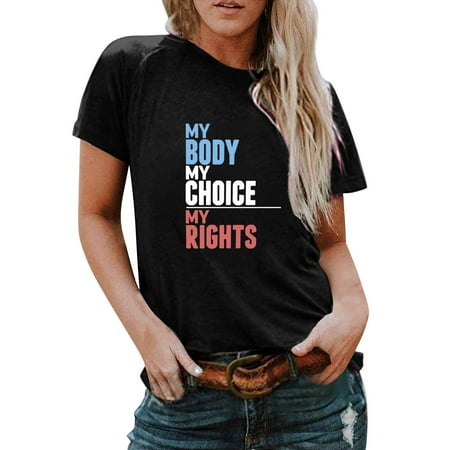 

ChtRonZi Women S Letter Slogan Abortion Rights Stamp Print Fashion Soft Round Neck Loose Short Sleeve T Shirt Hot Pink Maternity
