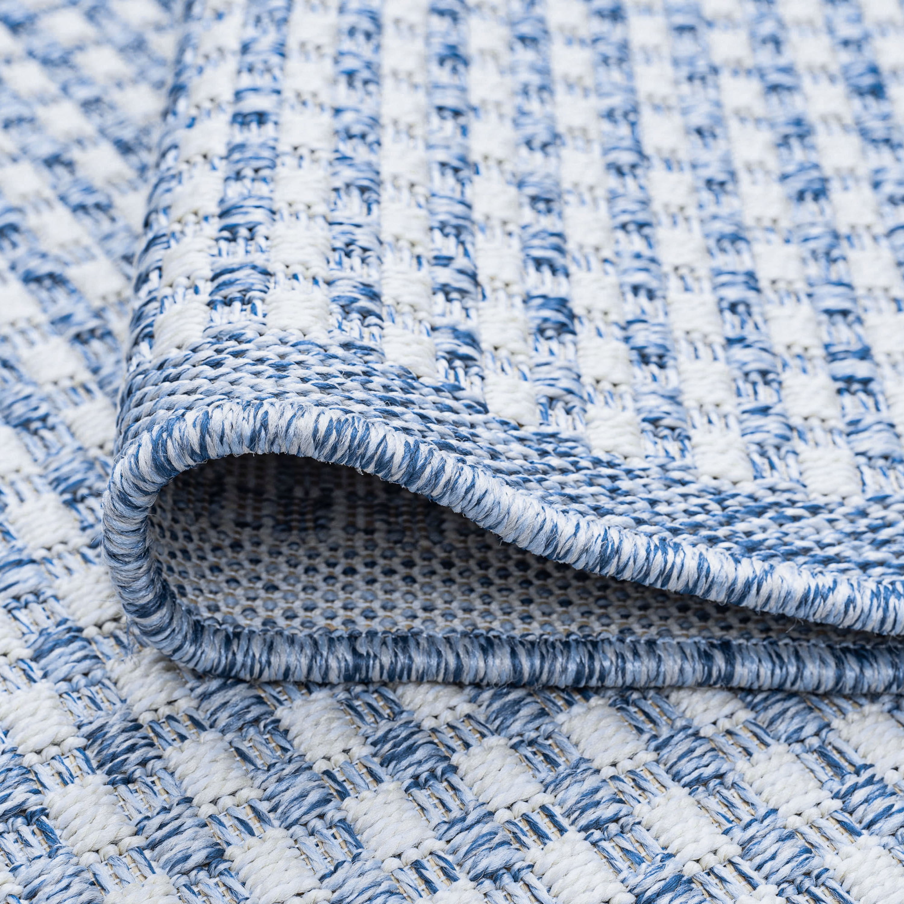 8x10 Water Resistant, Large Indoor Outdoor Rugs for Patios, Front Door Entry, Entryway, Deck, Porch, Balcony | Outside Area Rug for Patio | Blue, Basketweave | Size: 7'10'' x 10'2''