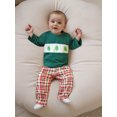 thumbnail image 3 of Toddler Baby Girl Christmas Outfit Santa Claus Embroidery Crewneck Long Sleeve Pullover Sweatshirt and Plaid Pants 2Pcs Fall Winter Clothes Set, 3 of 8