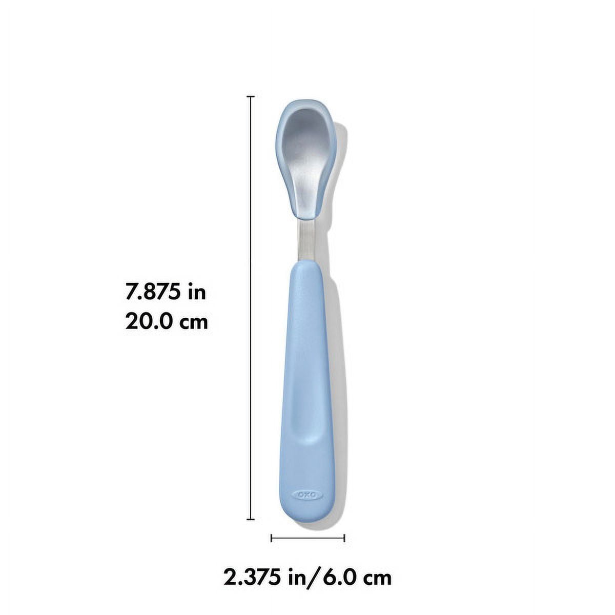 OXO Tot Baby Feeding Spoon 2 Piece Set with Soft Silicone for 6+ Months, Opal and Dusk