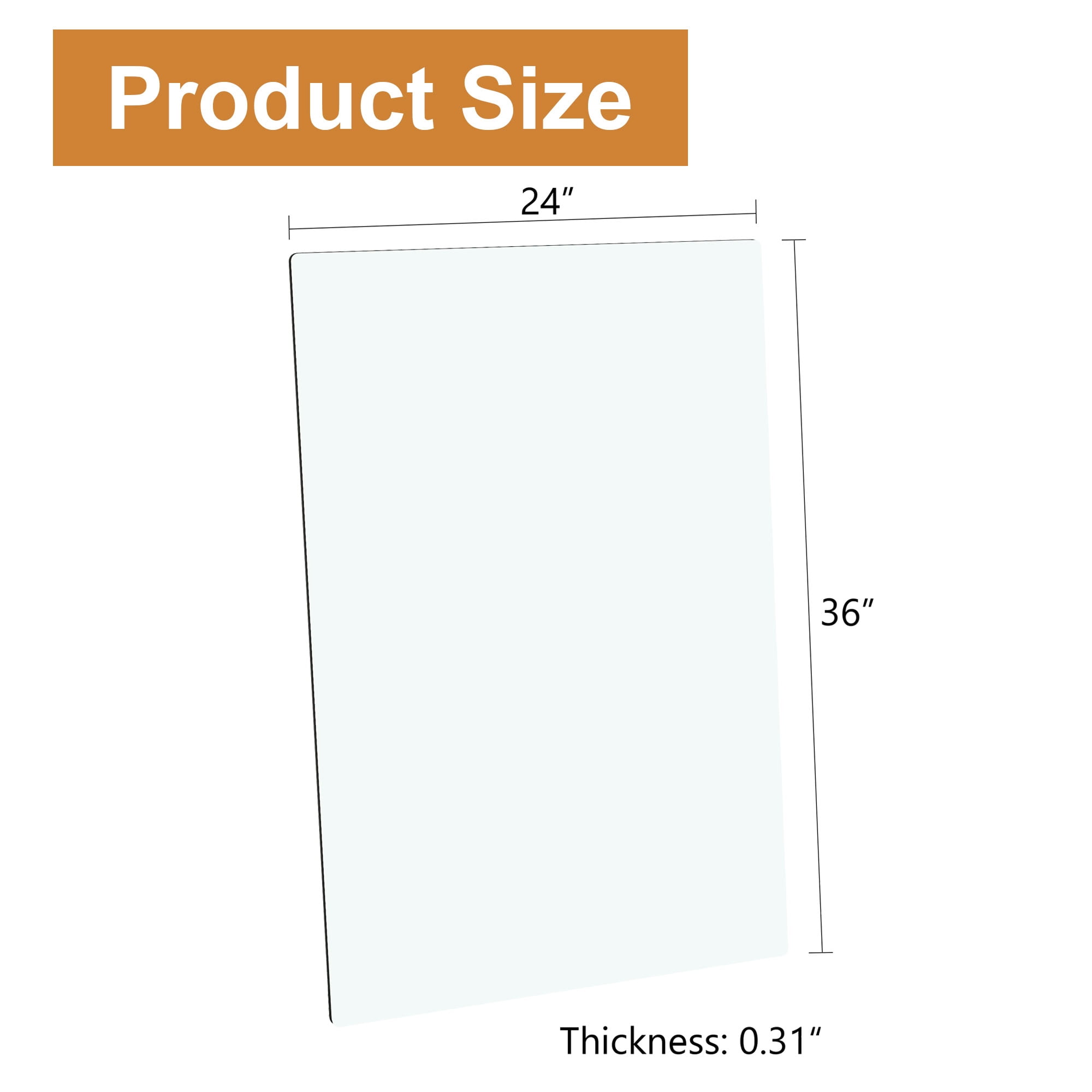 MAYEERTY 24"×36" Rectangular Tempered Glass Table Top, 0.31" Thick Clear Heat Resistant Glass Tabletop Replacement for Kitchen Dining Coffee Table