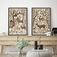 thumbnail image 2 of IDEA4WALL Framed Canvas Print Wall Art Set Wildlife Deers And Birds Fine Art Wall Decorative Retro Countryside Forest Animals & Plants Prints Minimalist Artwork for Home Decor - Black 16"x24"x2, 2 of 5
