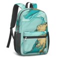thumbnail image 2 of Blue and Gold Marble Pattern 17" Waterproof Oxford School Backpacks for Teens, S-Shape Padded Straps, for School, Travel, Hiking, Camping, 2 of 5