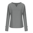 thumbnail image 5 of Long Sleeve Shirts for Women Long Sleeve Shirts for Women Cotton Fashion V-neck Long Sleeve Button Top Sweater, 5 of 6