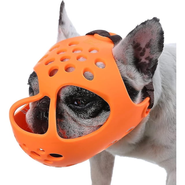Short Snout Dog Muzzle,soft Silicone Adjustable Breathable Bulldog Muzzle For French Bulldog Shih Tzu And Pug For Biting Chewing Training