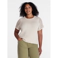 thumbnail image 2 of Time and Tru Women's Textured Crewneck Sweater with Short Sleeves, Lightweight, Sizes XS-XXXL, 2 of 6