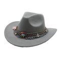 thumbnail image 1 of Sombrero vaquero premium Guardung para niños con estilo y estilo occidental, de lana hueca, color gris., 1 of 6