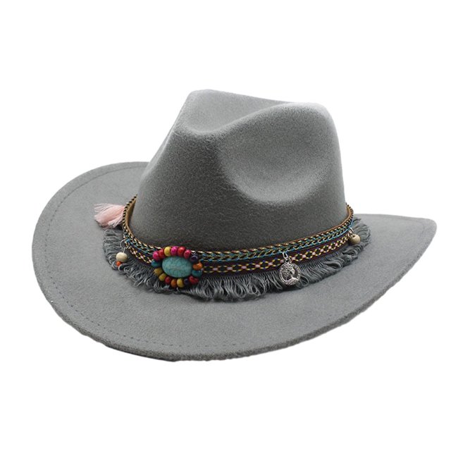 Sombrero vaquero premium Guardung para niños con estilo y estilo occidental, de lana hueca, color gris.