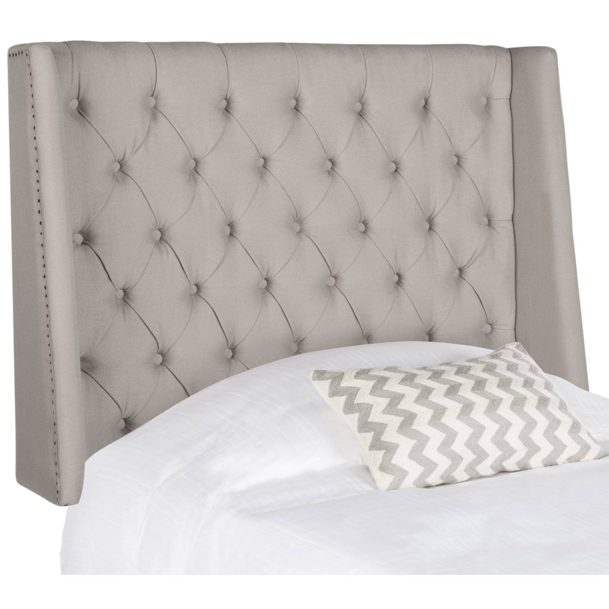 Safavieh London Retro Winged Tufted Headboard with Flat Nail Heads, Full, Taupe
