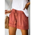 thumbnail image 4 of Womens Drawstring Shorts Summer Elastic Waist Casual Lightweight with Pockets, 4 of 11