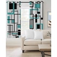 thumbnail image 3 of Blackout Curtains for Bedroom, Abstract Aqua, Room Darkening Window Drapes for Living Room, Modern Grey Geometric White Middle Century Thermal Insulated Grommet Curtains, 52x63 inch, 2 Panels, 3 of 9
