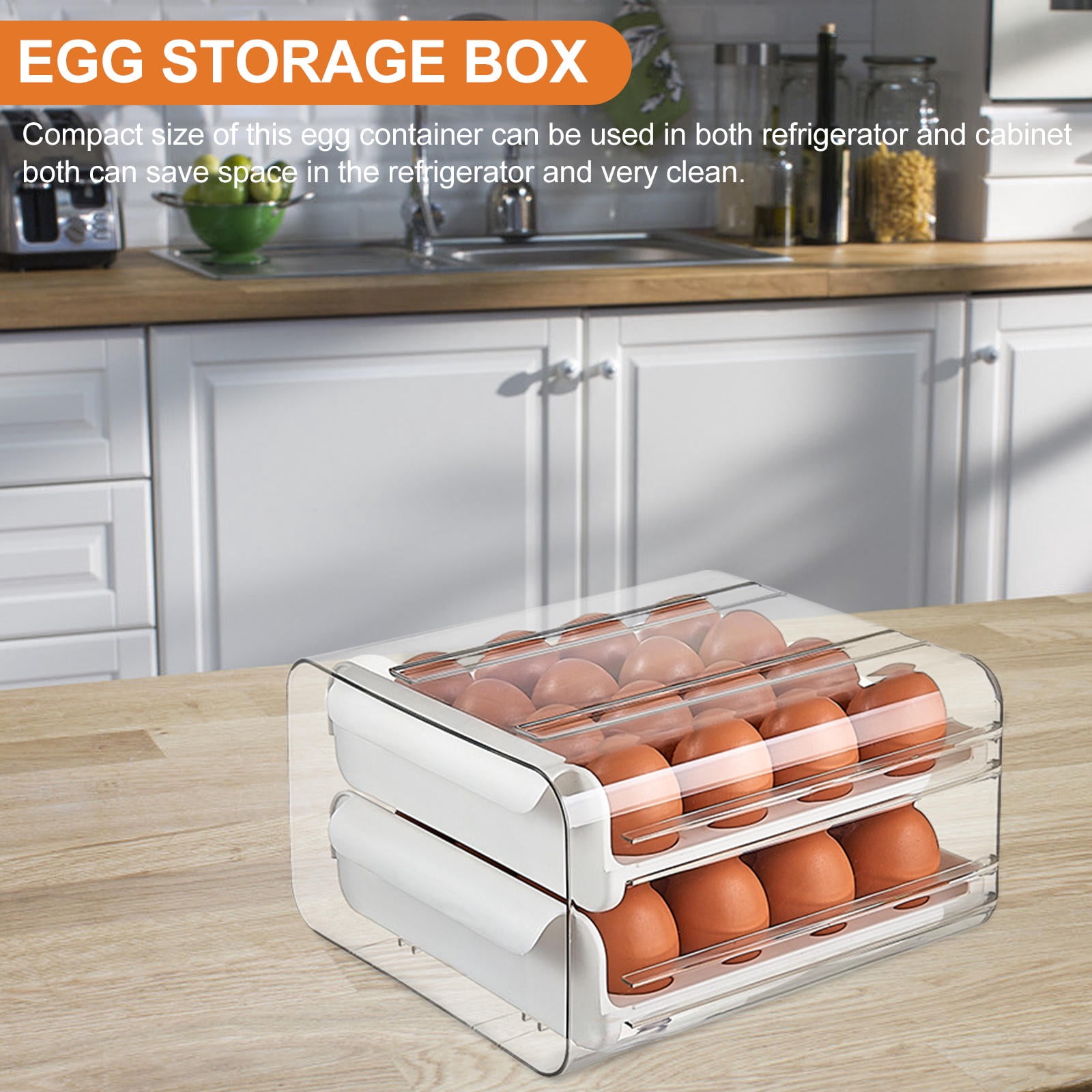 YOSADIER Slide Type Egg Storage Box Plastic White Stabilize Eggs Kitchen Use 1Pcs