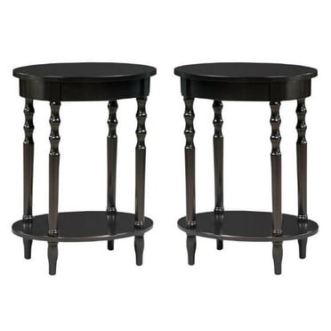 Home Square Accents Brandi Oval End Table in Black - Set of 2