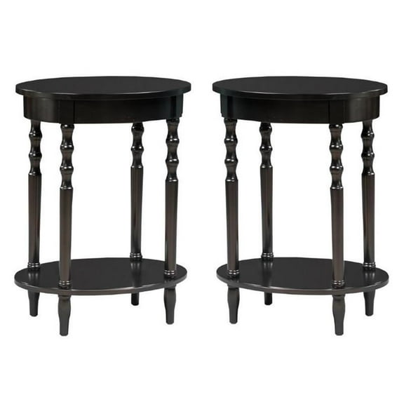 Home Square Accents Brandi Oval End Table in Black - Set of 2