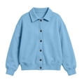 thumbnail image 3 of Wilark Girls Sweatshirts Cardigan Size 5-14, Casual Fashion Long Sleeve Collared Kids Fall Jackets with Pockets Blue, 3 of 8