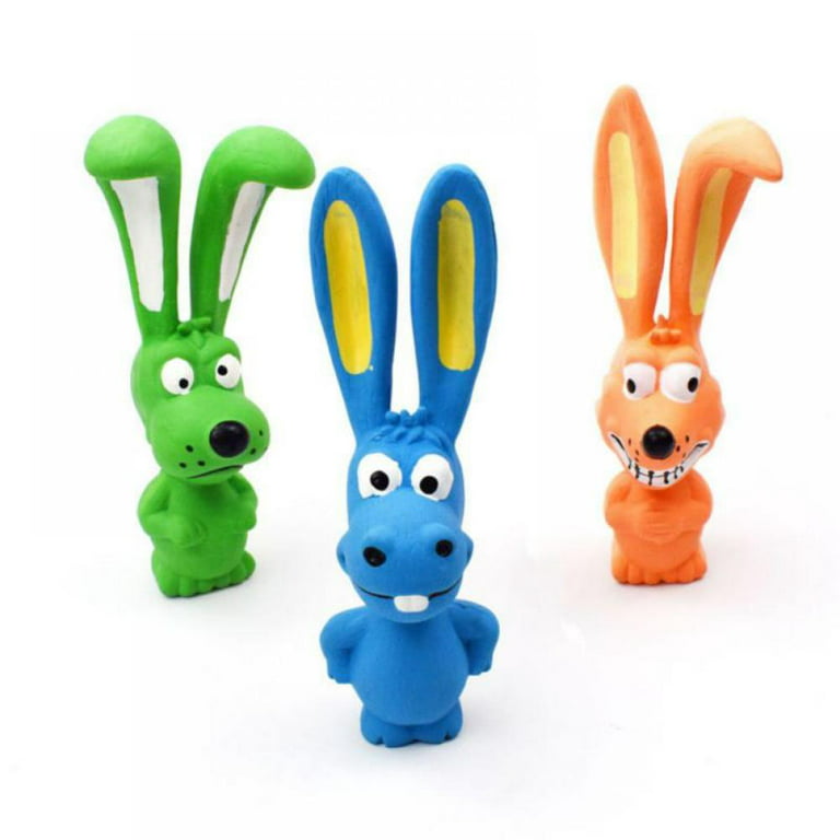 Malier 3 Pack Easter Dog Toys, Soft Latex Rubber Squeaky Dog Toys Dog Balls  Cute Dog Toys, Funny Bunny Chicken Animal Sets Dog Chew Toys for Small