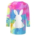 thumbnail image 4 of Camisetas de Pascua para las Mujeres Impresión de la Moda Suelta Casual Cuello Redondo Tres Cuartos de Manga Suéter, 4 of 5