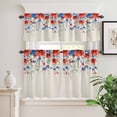 thumbnail image 2 of 3 Piece Kitchen Curtains and Valances Set Blue Red Flowers Cafe Curtains 36 Inch Length Elegant Spring Floral Butterfly Rustic Valance & Tier Curtain for Living Room Bedroom Window 54"x18"+27"x36"*2, 2 of 6