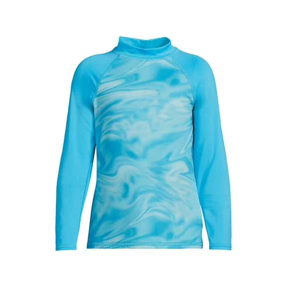 Lands' End Girls Long Sleeve Mock Neck UPF 50 Swim Rash Guard