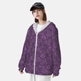 thumbnail image 5 of Kll Retro Florals Purple Print Men'S Women’s Upf 50+ Sun Protection Outdoor Hoodie Jacket Long Sleeve Fishing Hiking Performance Shirt- Large, 5 of 8