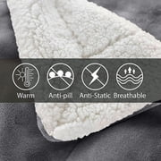 Moonlight 20015 Plush Sherpa Bed Blanket Super Soft Warm Ultra Cozy Reversible Fleece Queen Gray