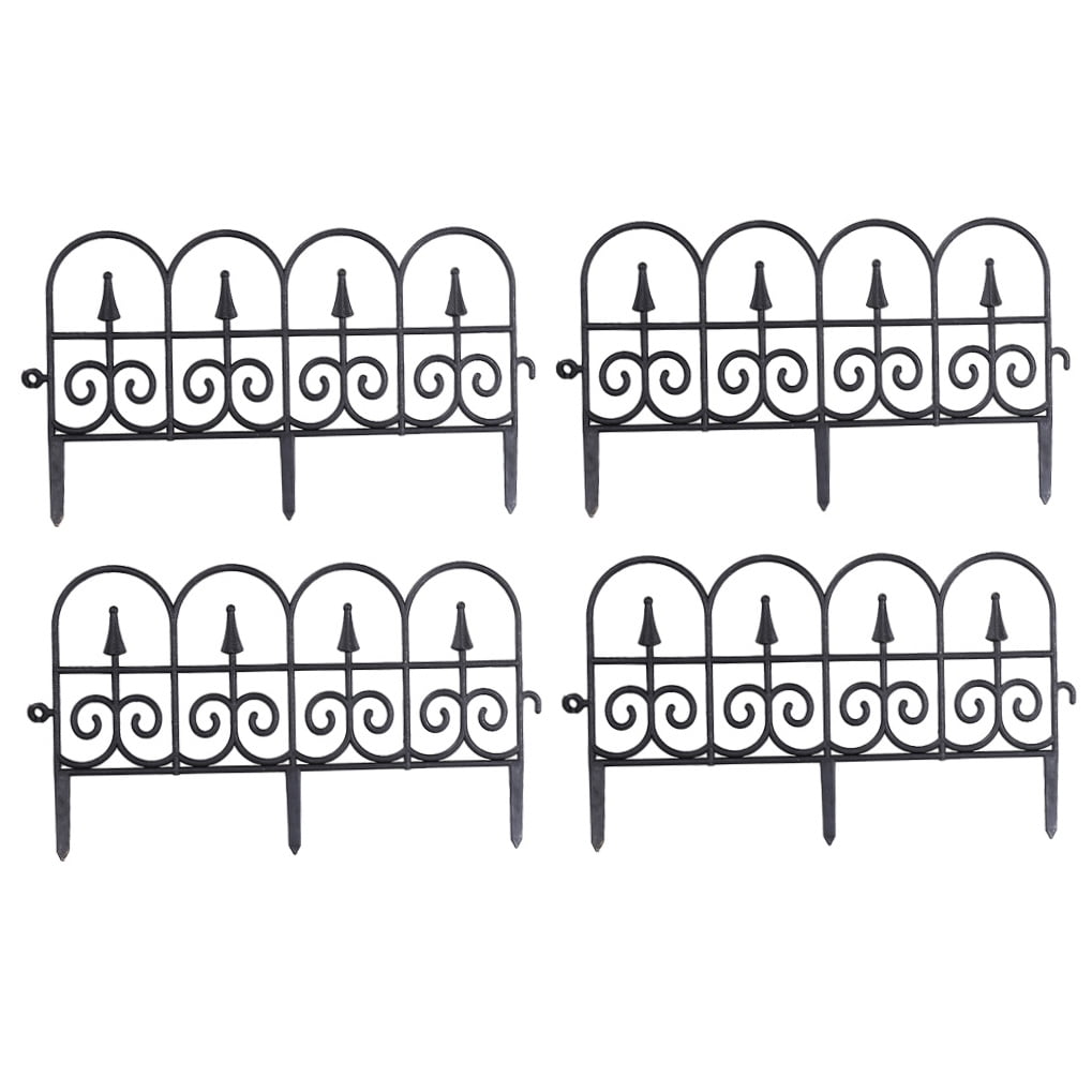 OUNONA 4Set Fence Panels Black ABS Ornamental Patio Decor