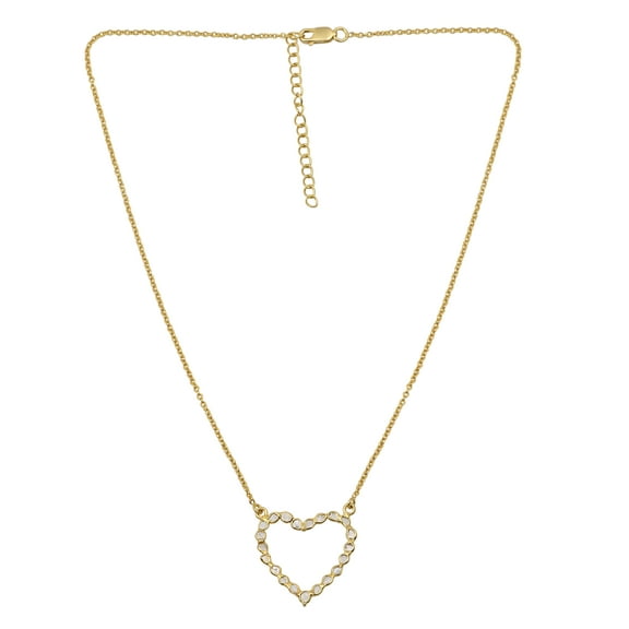2.50 CTW Natural Diamond Polki Hollow Heart Women Valentines Day Gifts Necklace 925 Sterling Silver