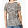 INC International Concepts Women's Cotton Camouflage ColdShoulder T