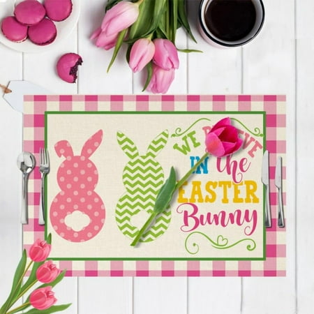 

Easter Waterproof Placemats for Dining Table Heat Resistant Non-slip Tea Coffee Drink Cup Coasters Kitchen Decor Accessories