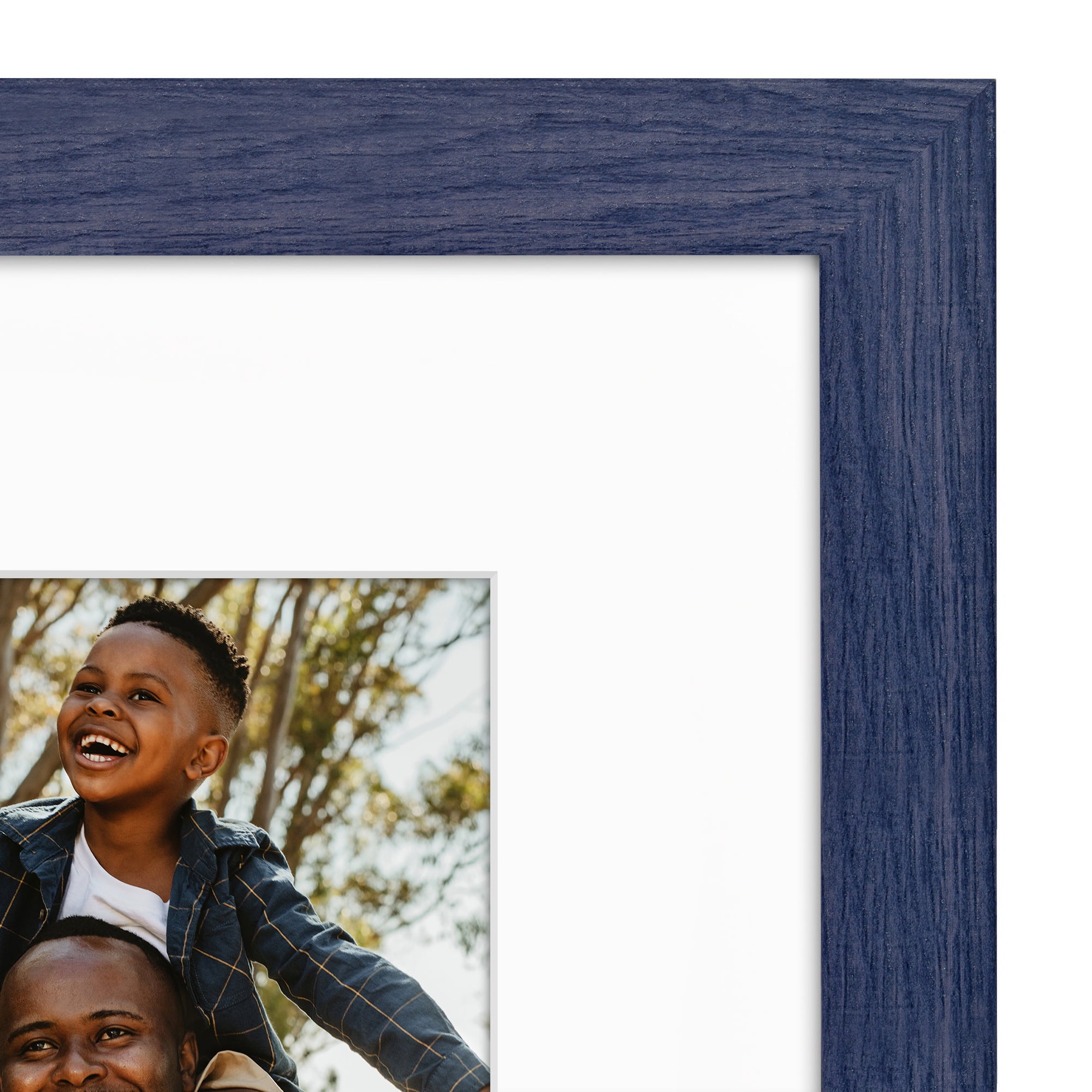 Americanflat 8x10 Picture Frame with Shatter-Resistant Glass Fits 5x7 Photos with Mat Hudson Distressed - Blue