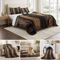 thumbnail image 6 of Full Quilt Set 78''x90'', Black Brown Board Lightweight Summer Bedspread Coverlet Set with 2 Pillow Shams, Vintage Chic Shabby Wooden Grain Breathable All Season Quilt Bedding for Bedroom/Guest Room, 6 of 9