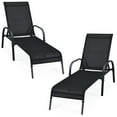 thumbnail image 1 of Giantex Chaises Longues Réglables - Ensemble de 2, Acier, 5 Hauteurs Réglables et Maille Respirante - Ensemble de 2, Noir, 1 of 8