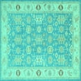 thumbnail image 1 of Ahgly Company Machine Washable Indoor Square Persian Turquoise Blue Traditional Area Rugs, 4' Square, 1 of 4
