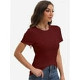 thumbnail image 4 of Women's Basic Solid Active Soft Short Sleeve Crew Neck Top T-Shirts, 4 of 6