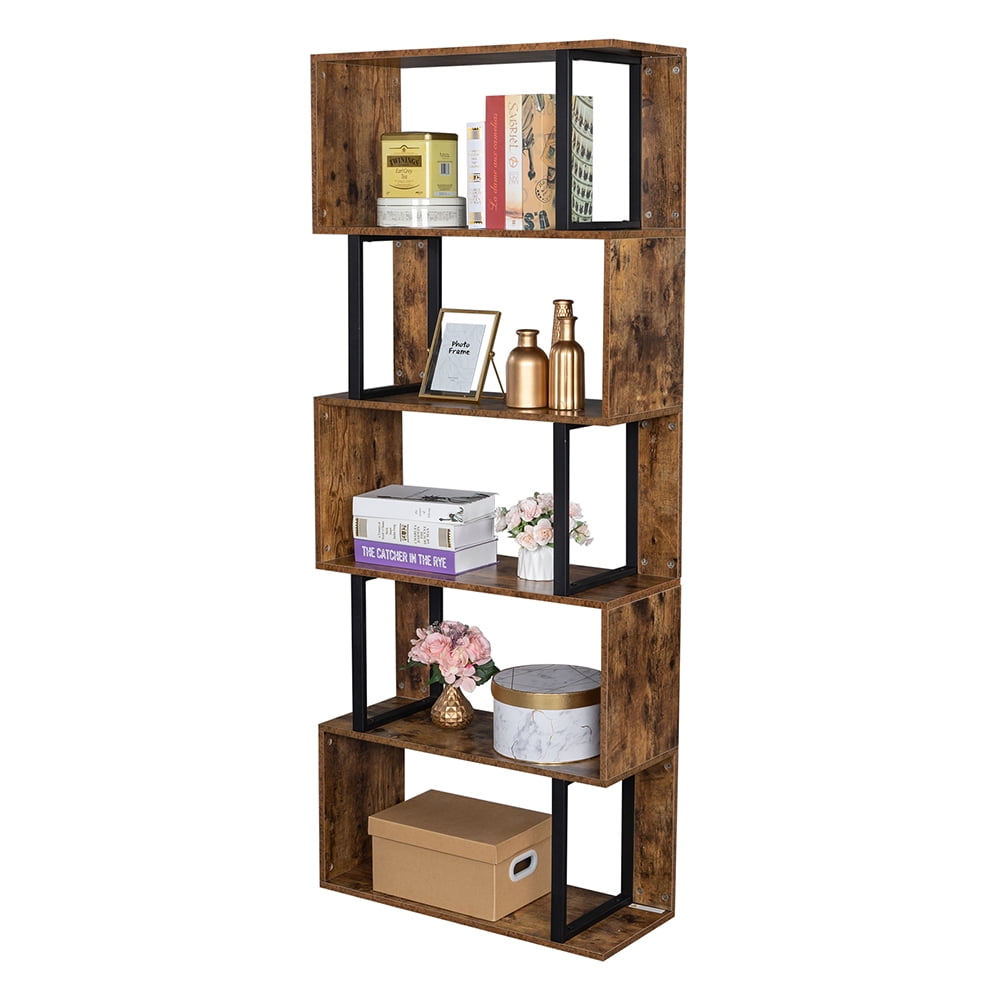 Veryke 5-Tier Bookcase and Bookshelf Display Shelf, S-Shaped Z-Shelf Bookshelves, Storage Shelving