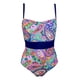 thumbnail image 3 of Gibobby Trajes de Baño Mujer Completos Conjunto de traje de baño de dos piezas cálido con correa de falda y calzoncillos con estampado conservador para m(Azul,CH), 3 of 5