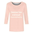 thumbnail image 4 of Chemises pour Femmes Habillées Décontractées, Chemises à Manches 3/4 pour Femmes, Tuniques à Manches Courtes Grande Taille pour Femmes, T-shirt à Manches 3/4 à Col Rond Imprimé Lettres Mode Décontractée pour Femmes, 4 of 5