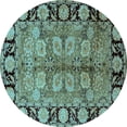 thumbnail image 1 of Ahgly Company Indoor Round Oriental Light Blue Traditional Area Rugs, 7' Round, 1 of 4