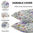 thumbnail image 4 of Waterproof Throw Pillow Covers Set of 2, 18x18 Inch Pueple Pink Flower Decorative Pillowcases Outdoor Pillow Slip Cushion Covers Set for Couch Tent Pastoral Pastel Pink Boho Floral Leaf, 4 of 7