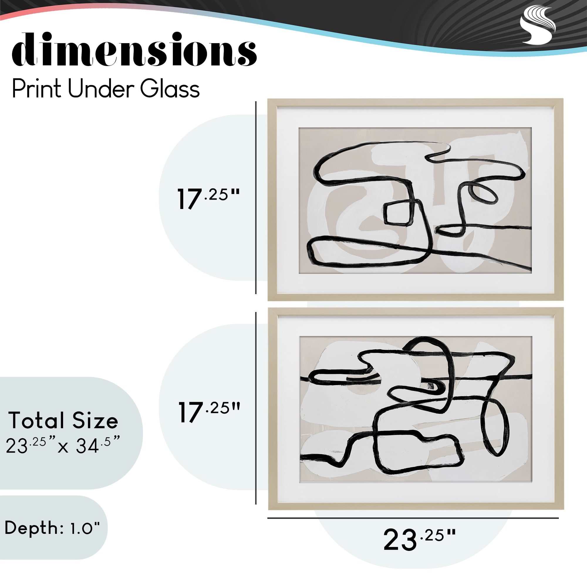 Stupell Industries Neutral Twists & Turns 2 Piece Birch Framed Print Under Glass Set, design by Lanie Loreth