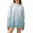 thumbnail image 2 of Women's Oversized Long Sleeve Sweatshirt, Tie Dye Gradient Color Pullover, Loose Fit Crewneck Top, Plus Size Casual Streetwear, Fall Winter Long Sleeve Crewneck Light Blue M, 2 of 8