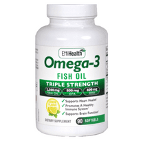 EffiHealth Omega-3 - Triple Strength 2500mg Fish Oil, 1200mg EPA, 600mg DHA - Supports Hearth Health, Brain health, Immune Support - Lemon Flavor, Burpless