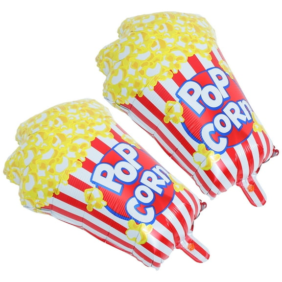 FRCOLOR 2 Pcs Popcorn Balloon Large Foil Popcorn Balloon For Kids Birthday Baby Shower Movie Night Party Halloween Carnival Theme Party Decorations