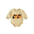 thumbnail image 2 of Musuos Baby Halloween Romper 3M 6M 12M 18M Long Sleeve Pumpkin Letter Embroidery Bodysuit Infant Boys Girls Fall Sweatshirt, 2 of 9