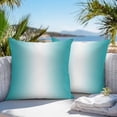 thumbnail image 4 of Teal and Outdoor Pillow Covers Pack of 2 White Gradient Waterproof Throw Pillow Covers Decorative Cushion Cases for Patio Garden Tent Balcony Couch 20x20 inch, 4 of 8