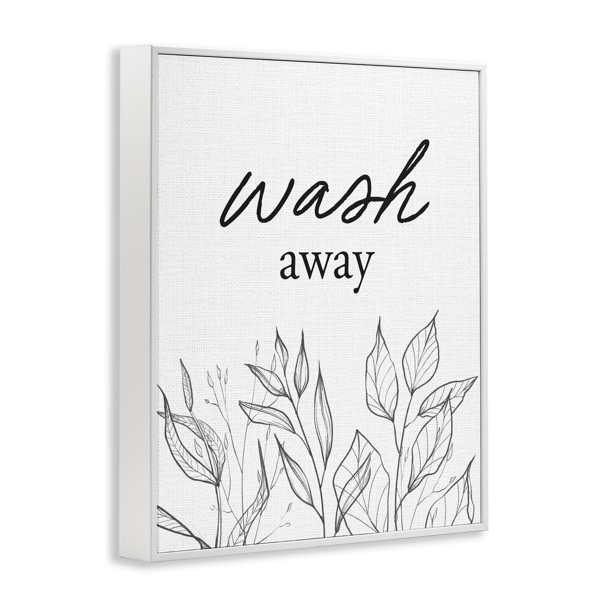 Minimalist Leaves Wash Away White Framed Giclee Art, design by Lettered and Lined