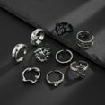 thumbnail image 6 of 9pcs Stylish Gothic Rings Set for Men and Women Thorn Silver Collection with Unique Heart Snake and Skull Designs, 6 of 9