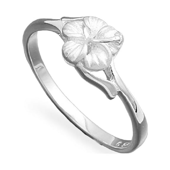 925 Sterling Silver Single Plumeria Flower Ring Size 5